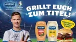 Joshua Kimmich mit Burger im Stadion. Hellmann’s und Knorr sind offizielle BBQ-Partner der UEFA EURO 2024TM.